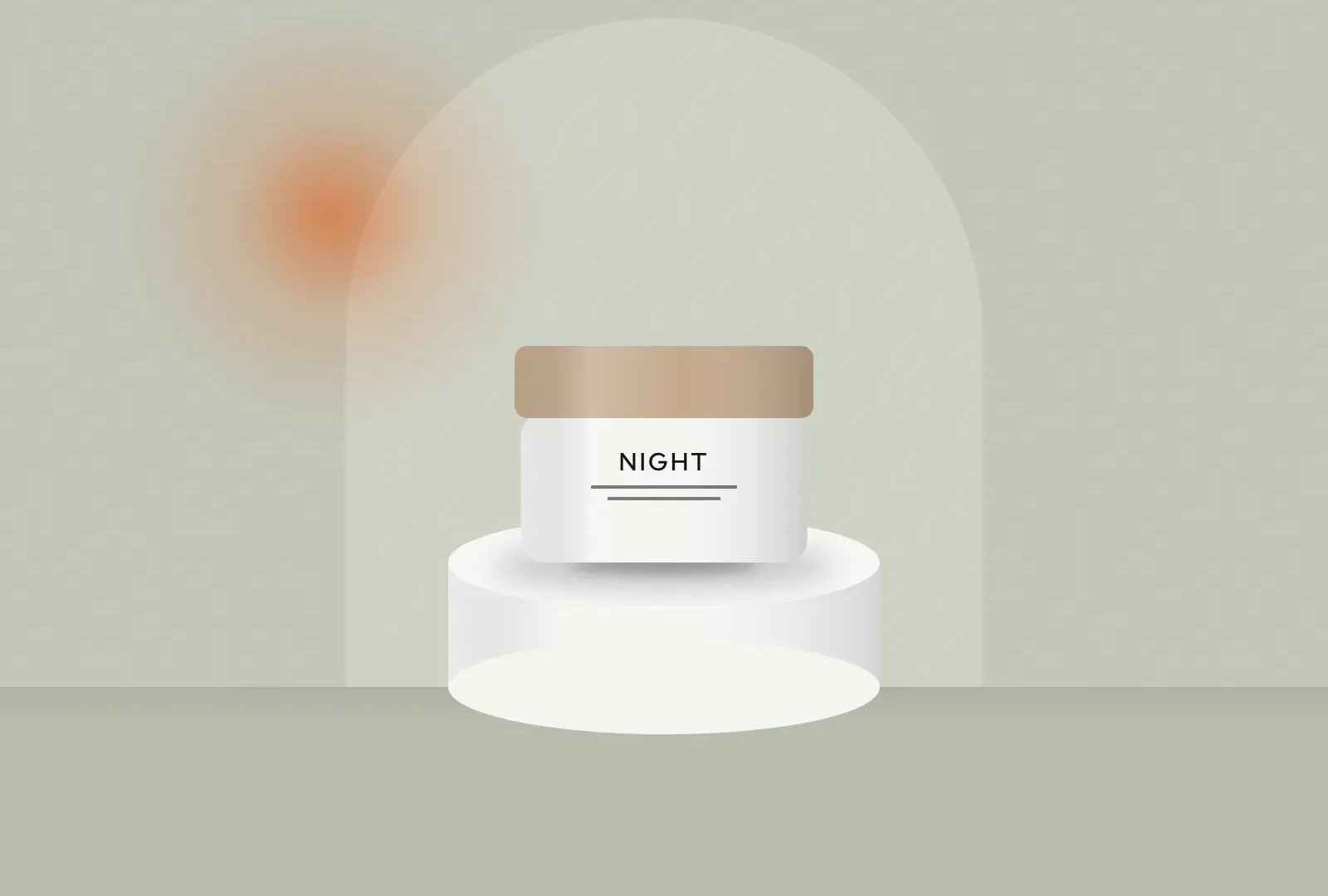 Night cream jar on a round plinth (sample case study cover)