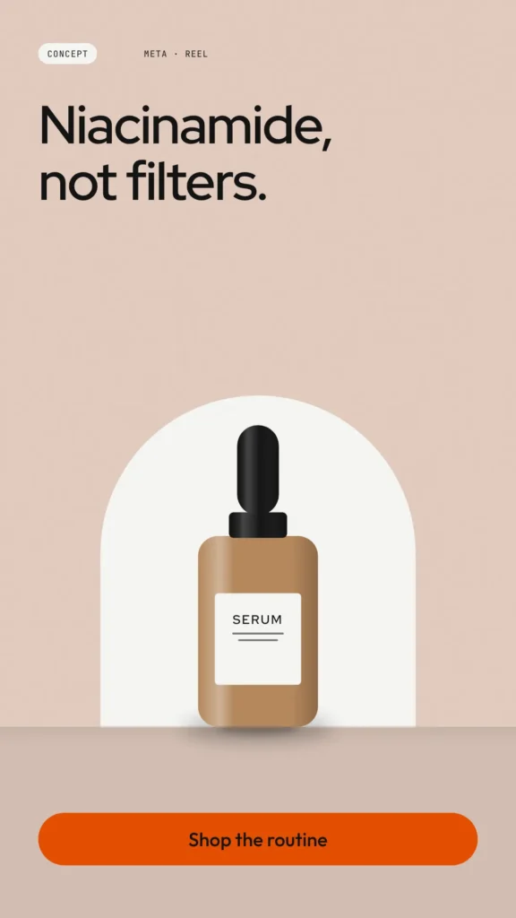 Concept ad: ingredient-led hook for a serum