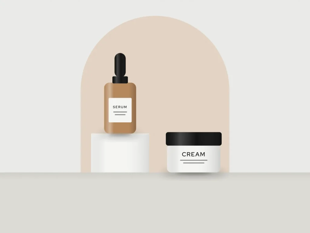 Serum bottle and cream jar